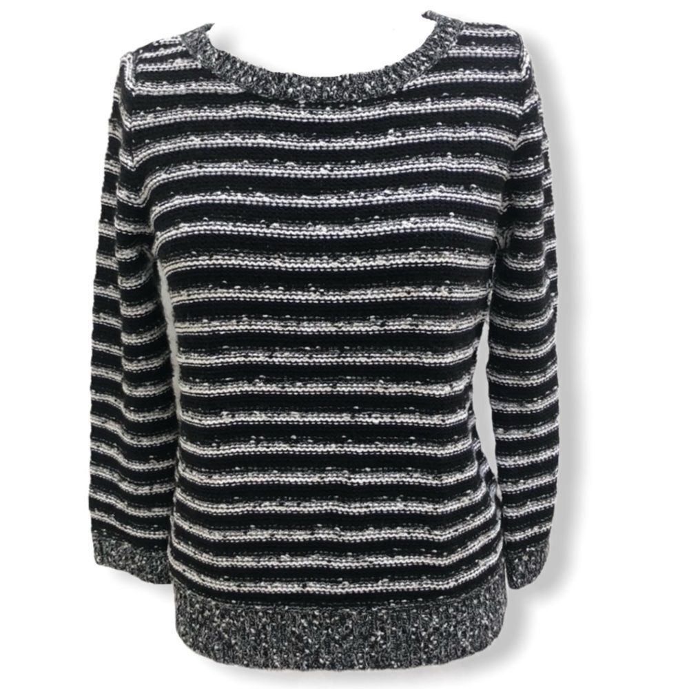 LOFT Black and Blue Striped Sweater Size Small